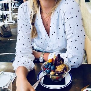 black and white wrap top